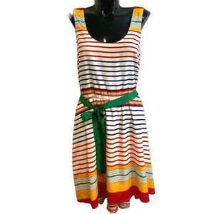 Anthropologie Pim+Larkin Colorful Striped Sleeveless Lightweight Tie Waist Dress